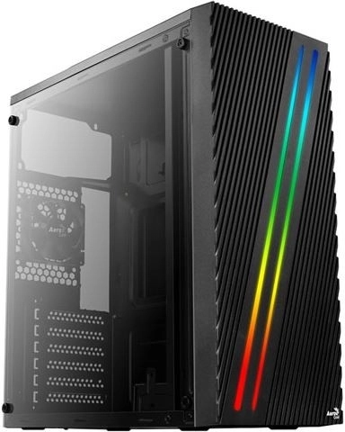 Carcasă PC mid‑tower streak RGB, neagră, USB 3.0
