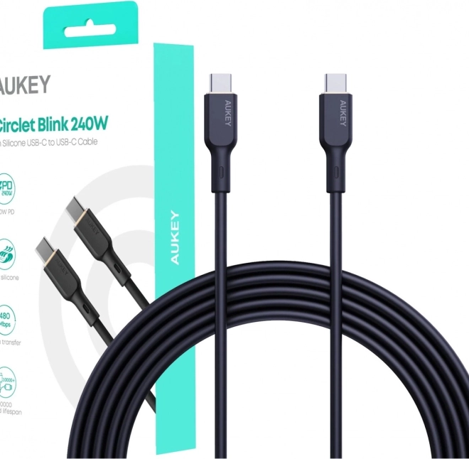 Cablu siliconic USB-C - USB-C 1m 240W PD de la AUKEY