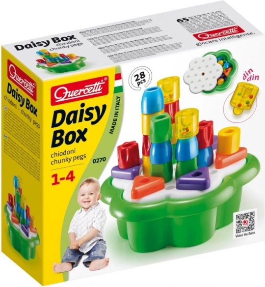 Mozaic de construcție Quercetti Chunky Peggy în cutie în formă de floare