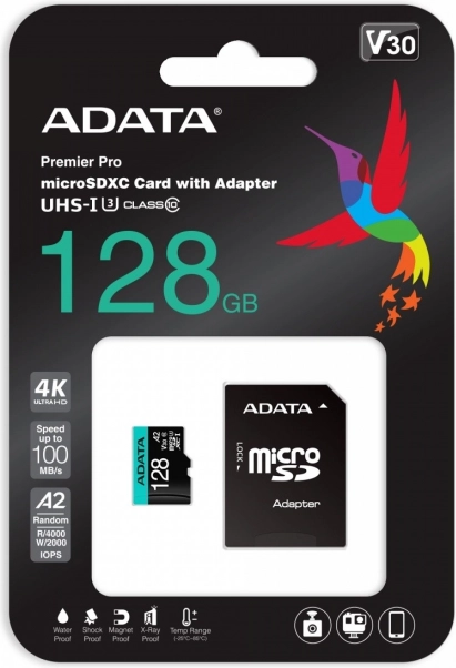 Card de memorie microSD 128 GB UHS‑I U3 V30 A2 + adaptor