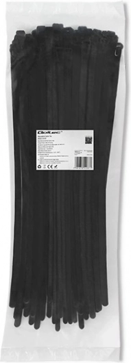 Coliere de cablu din nailon reutilizabile 7,2 × 450 mm, negre, rezistente la UV – QOLTEC