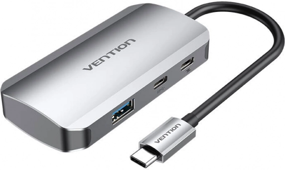 Stație de andocare USB‑C Vention cu 3× USB 3.0 și PD 100 W, 0,15 m, gri