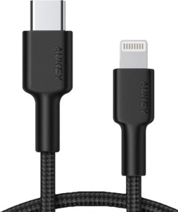 Cablu Lightning la USB-C 1,2m cu împletitură din nylon negru