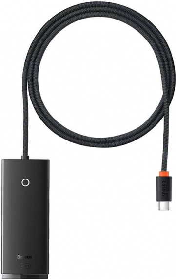 Baseus Lite hub USB‑C cu 4 porturi și 4× USB 3.0, alimentare USB‑C, 1 m, negru