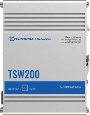Comutator industrial PoE+ TELTONIKA TSW200, 2× SFP, 8× Gigabit Ethernet