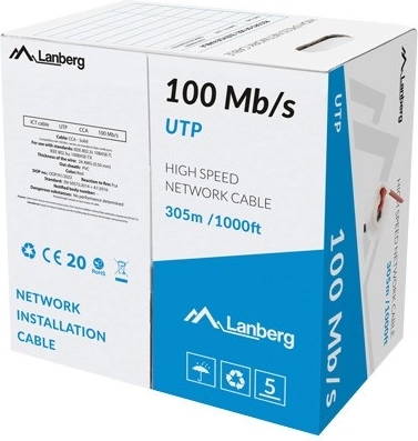 Cablu LAN UTP 100 Mb/s 305 m CCA, roșu