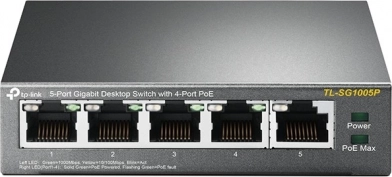TP-Link switch gigabit desktop cu 5 porturi, 4× PoE (TL-SG1005P)