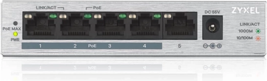 Comutator Zyxel GS1005HP desktop gigabit cu 5 porturi PoE+, 60 W