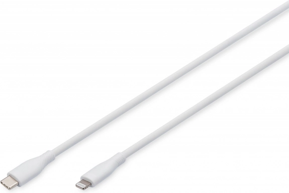 Cablu de silicon USB-C - Lightning, USB 2.0 60W, certificat MFI, 1m Alb