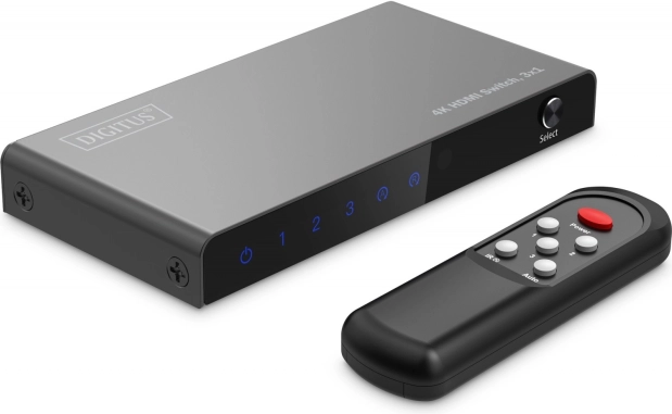 comutator 4K HDMI 3x1 cu telecomandă, 60 Hz, negru