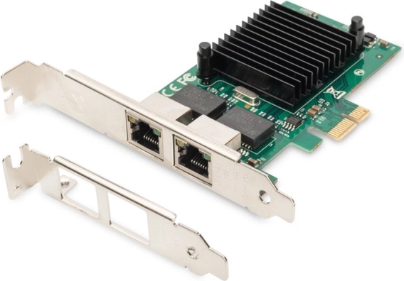 Cartelă de rețea PCI Express 2x RJ45 Gigabit 10/100/1000Mbps cu profil redus