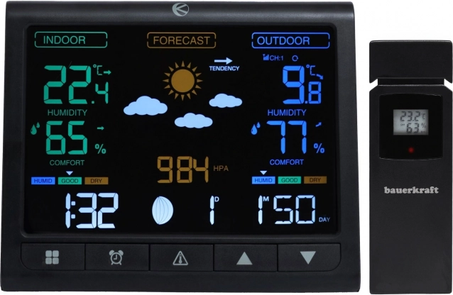 Stație meteo fără fir cu ecran LCD și senzor exterior