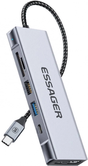 Stație de andocare Essager gri cu HDMI și 2x USB-A