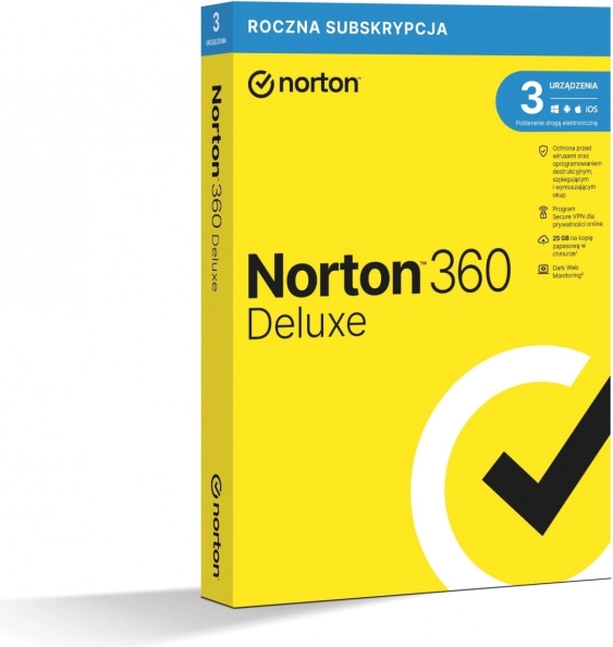 Norton 360 Deluxe – abonament pe 1 an, 3 dispozitive, 25 GB backup în cloud