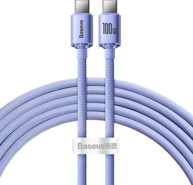 Baseus Crystal Shine cablu USB‑C la USB‑C 100 W, 2 m, mov