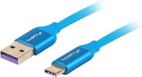 Cablu USB-C la USB-A 2.0 premium 1 m albastru 5 A din cupru masiv