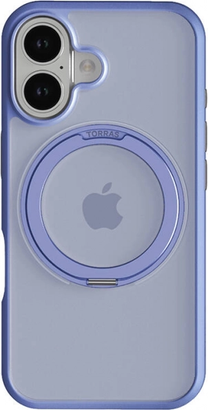 Husă TORRAS Ostand Pro pentru iPhone 16, albastră, cu MagSafe și inel rotativ