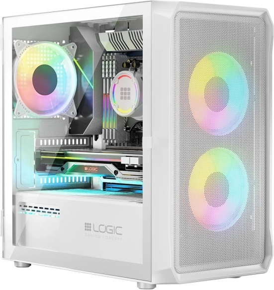 Carcasă PC LOGIC Portos ARGB Mini, albă