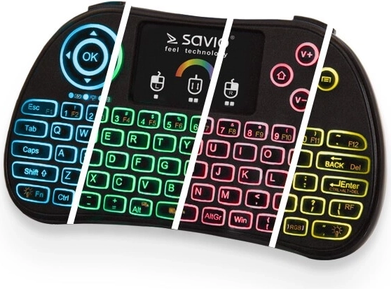 mini tastatură fără fir iluminată RGB cu touchpad pentru Smart TV, TV box, console și PC