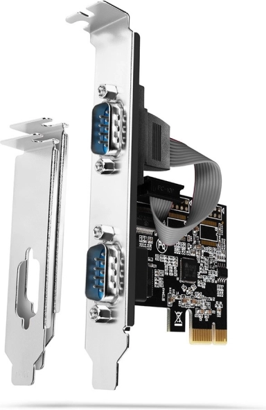 Controler PCIe AXAGON cu 2 porturi seriale RS232 250 kBd, în pachet brackete standard și low profile
