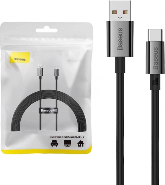 Cablu de încărcare și date USB‑C Baseus cu afișaj, 100 W, 2 m, negru