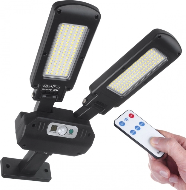 Lumină stradală solară LED cu senzor de mișcare și telecomandă