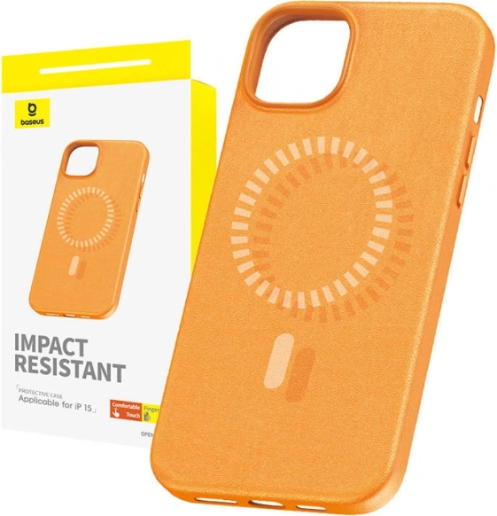 Carcasă magnetică Baseus Fauxther pentru iPhone 15, portocalie