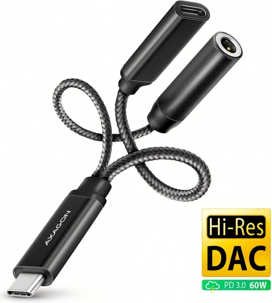Placă de sunet externă USB-C DAC 32bit 3.5mm jack cu Power Delivery 60W