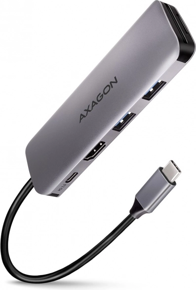 axagon hmc-5 hub usb-c 5în1 cu hdmi 4k, 2x usb-a, cititor sd/microsd și pd 100 w