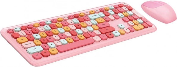 Tastatură și mouse wireless roz Mofii