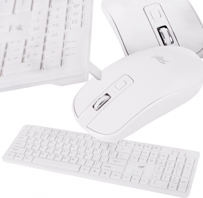 Set tastatură și mouse fără fir Silent Numeric USB – Alb