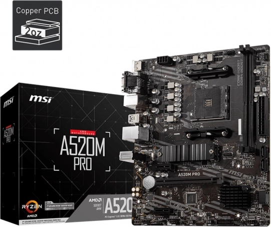 Placă de bază MSI A520M PRO mATX pentru AMD