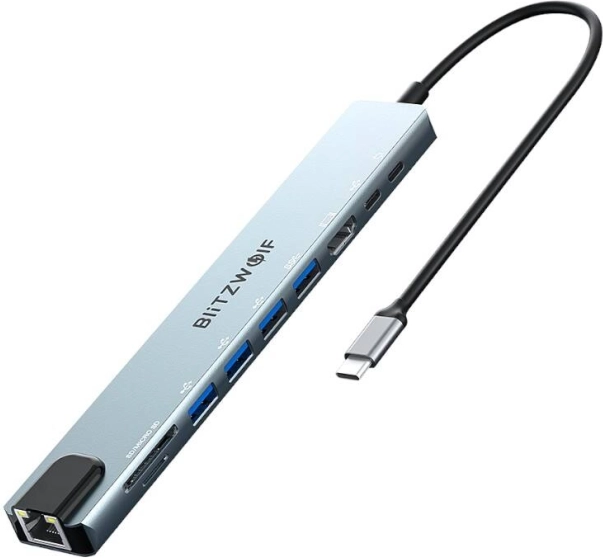 Stație de andocare BlitzWolf BW-TH5 10în1 USB‑C, argintie
