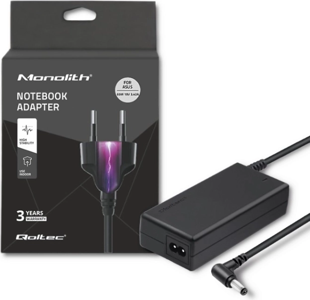 Adaptor de alimentare QOLTEC pentru ASUS 65 W, 19 V, 3,42 A, 5,5 × 2,5 mm