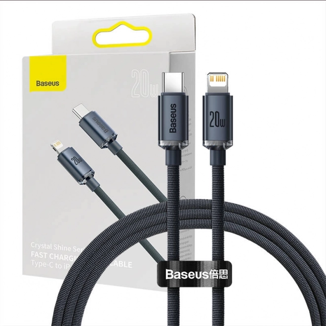 Baseus Crystal cablu USB-C la Lightning 20W PD - negru