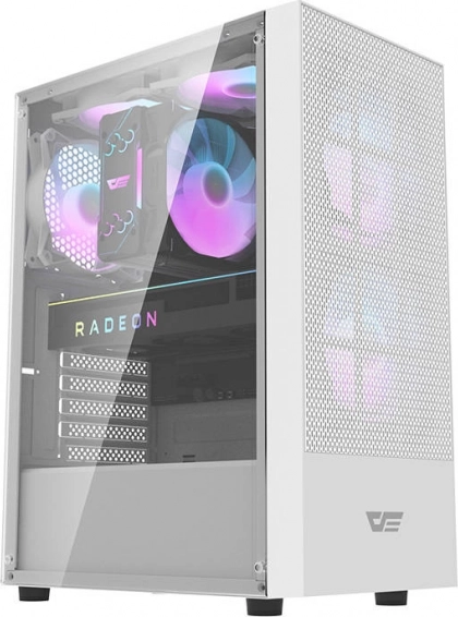 carcasă PC darkflash a290, albă, cu sticlă temperată și 3 ventilatoare