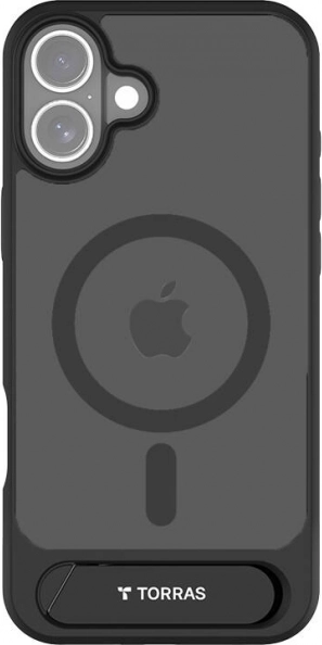 Torras Pstand husă pentru iPhone 16 neagră