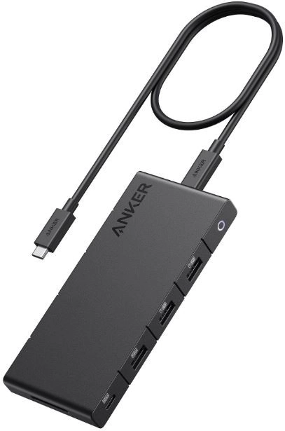 Hub USB-C 10v1 cu afișaj dual, 2x4K HDMI, negru