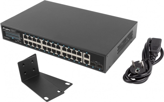 Switch LANBERG 24 porturi Gigabit PoE+ cu 2xGB și 2xSFP pentru rack de 19''