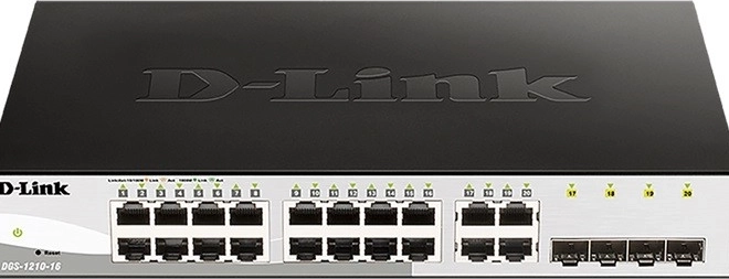 Comutator D-Link DGS-1210-16 cu 16 porturi GE și 4 SFP