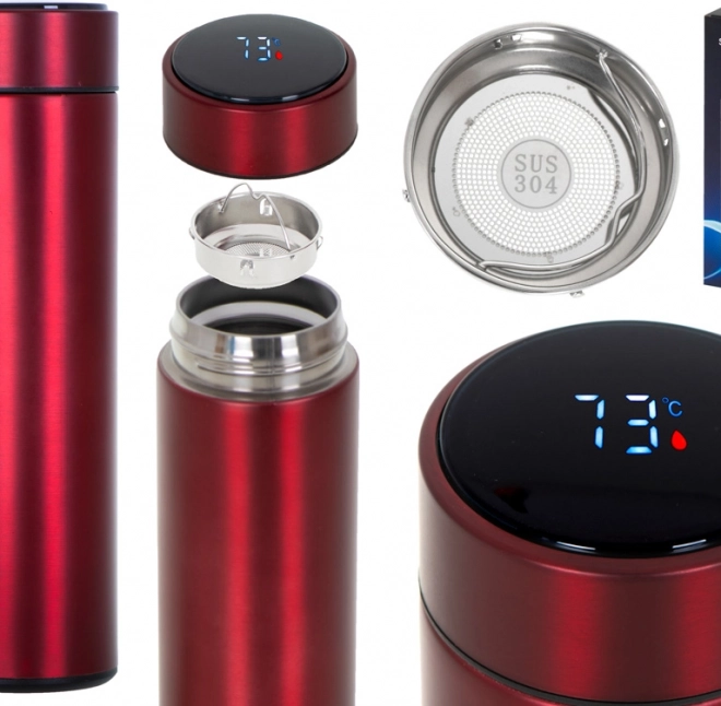 Cana termică inteligentă cu LED 500 ml bordo – Burgund