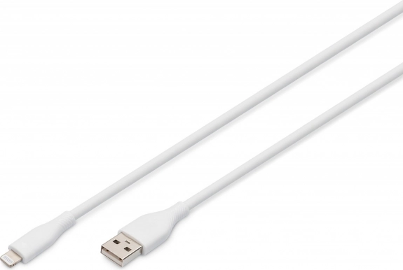 Cablu alb din silicon USB-A la Lightning 2m, MFI, 12W