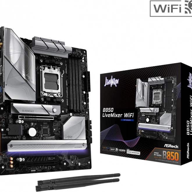 Placă de bază B850 LiveMixer WiFi (AM5, ATX, DDR5, USB 3.2)