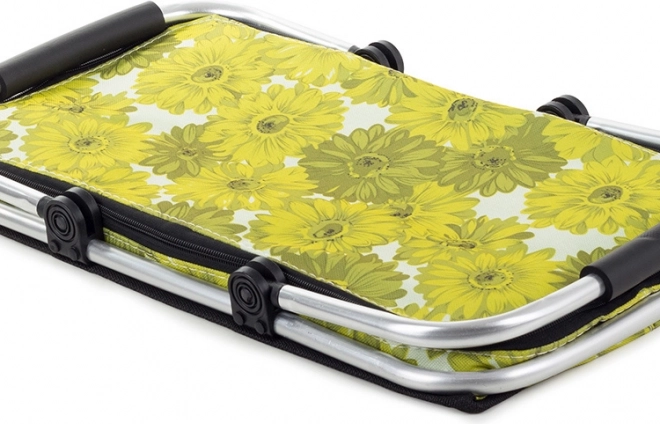 Coș de picnic termo pliabil cu model floral – verde