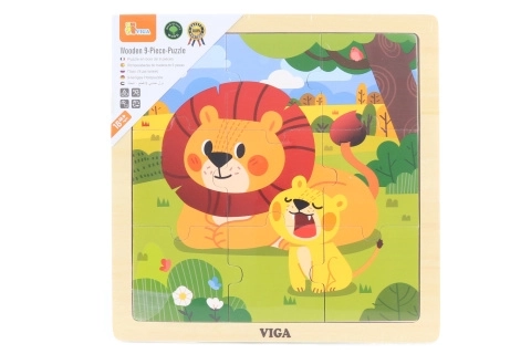 Puzzle din lemn cu 9 piese Leii