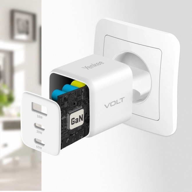 Încărcător de rețea cu 3 USB și 65W Power Delivery