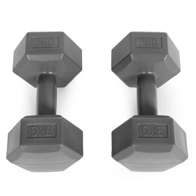 Set gantere hexagonale 2x3 kg, gri