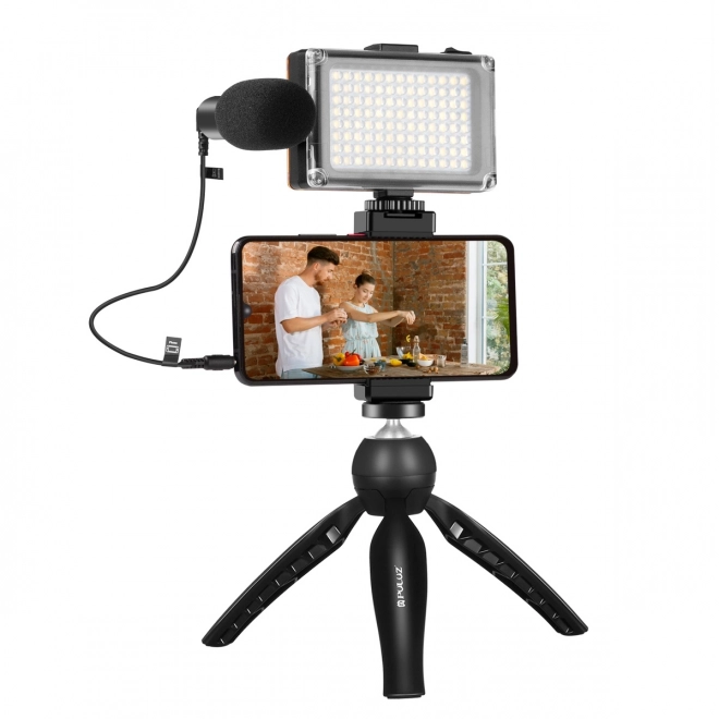 Set pentru transmisiuni live cu suport trepied, lampă LED și microfon de la Puluz