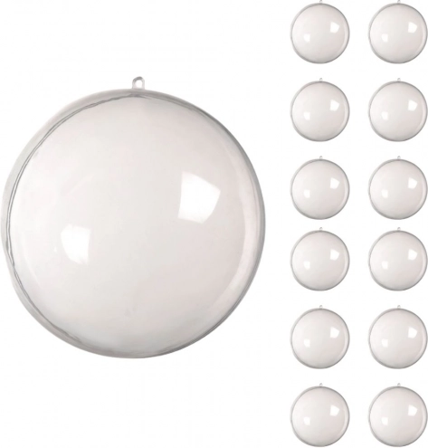 Bile de plastic transparente pentru decorațiuni 8 cm, indestructibile, set 12 buc