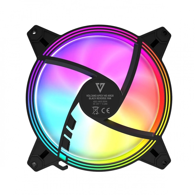 Ventilator negru ARGB silențios 140 mm cu palete inverse